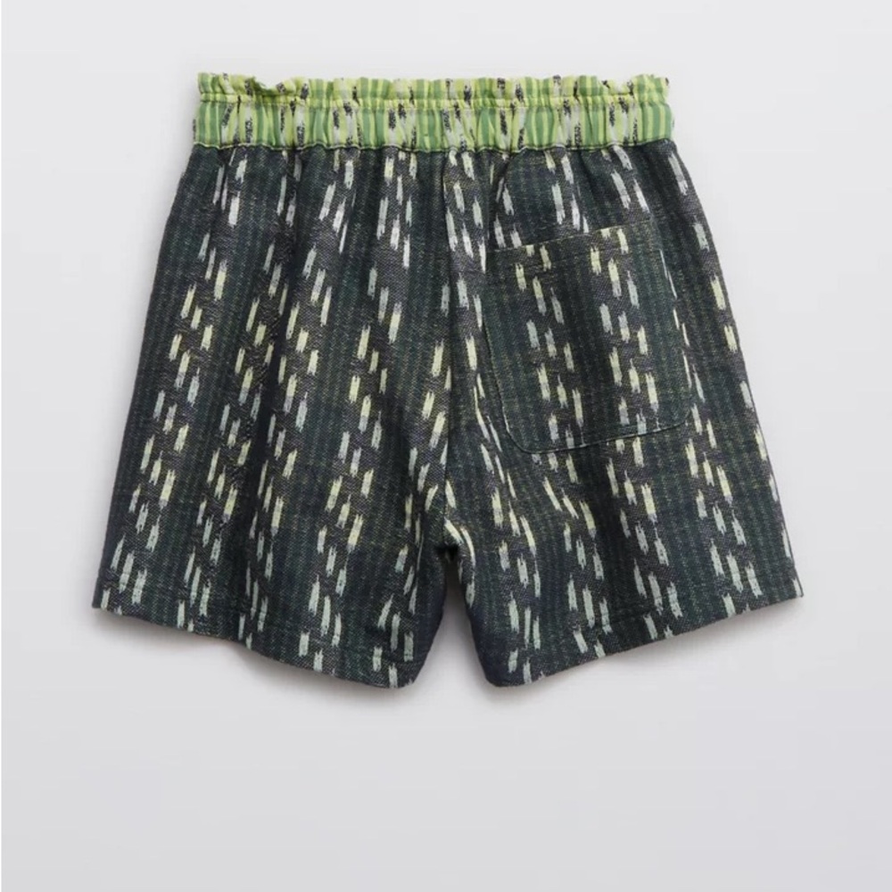 Aerie Jacquard High Waisted Short Green and Gray Drawstring Women’s Shorts XL - Picture 4 of 14